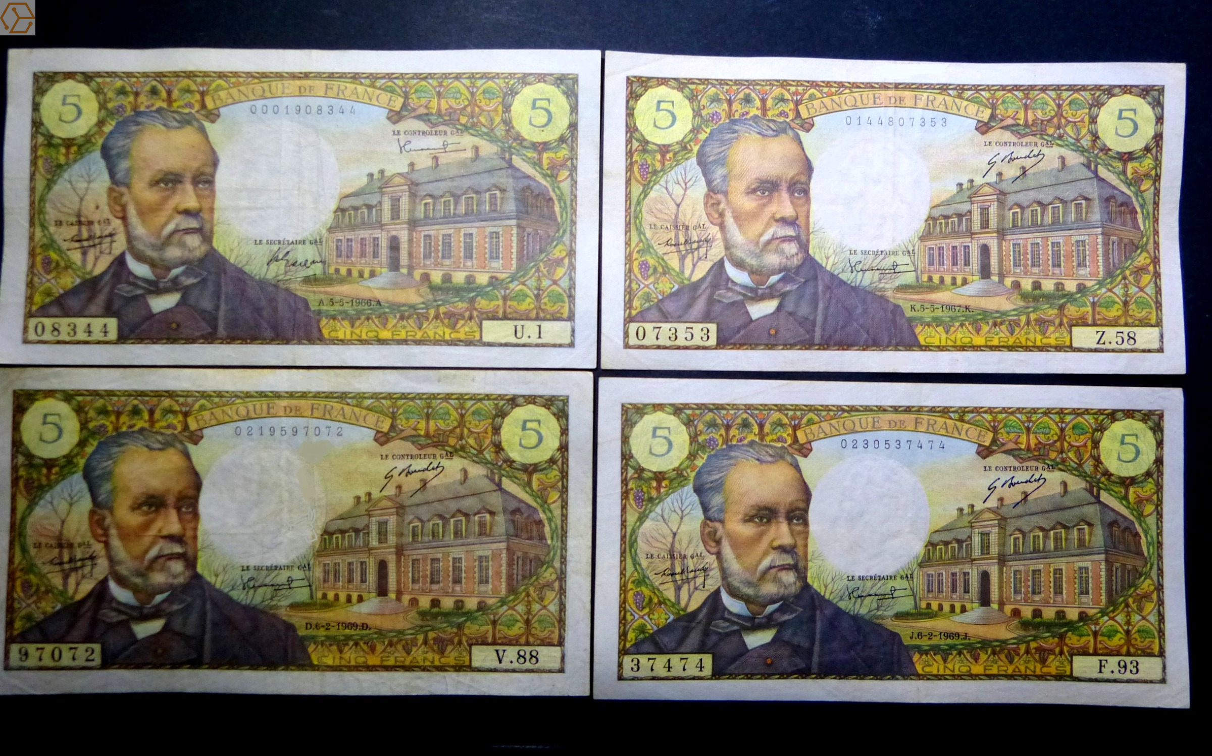 F 61 lot 4 billets 5 f pasteur neufs - Full Annonces