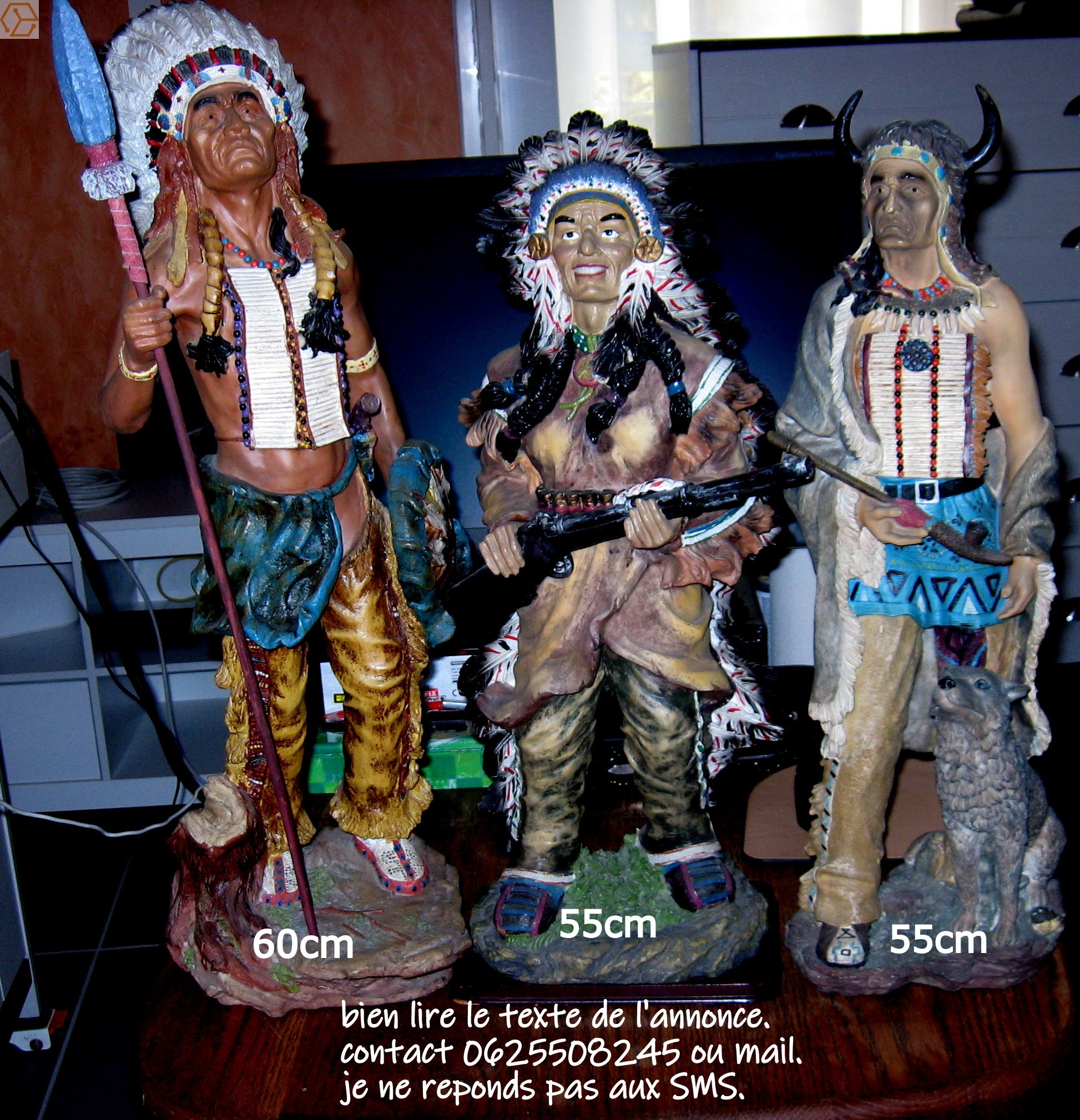 3 grandes statues d indien - Full Annonces
